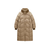 Women's Buckle Stand Collar Long Down Coat